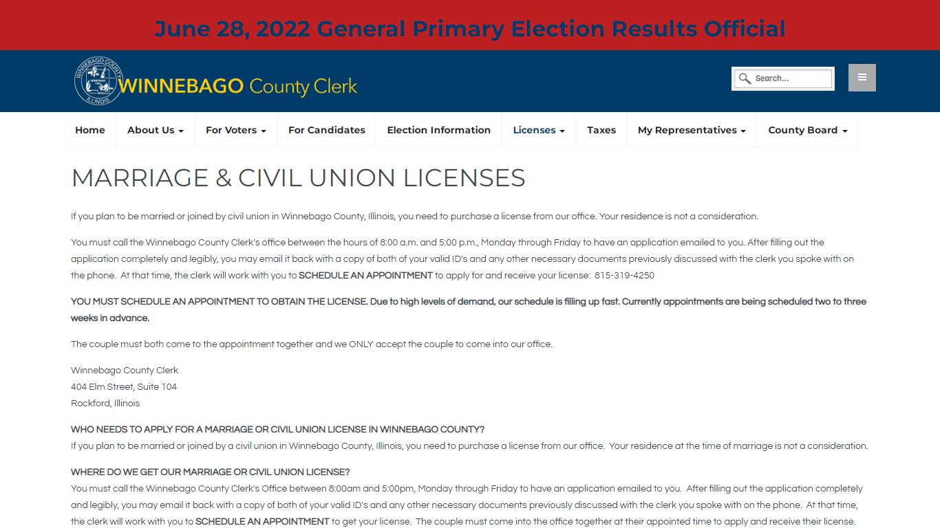 Marriage & Civil Union Licenses | Winnebago County Clerk