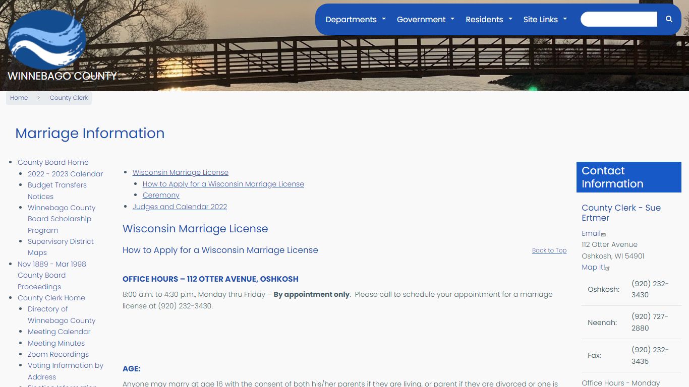 Marriage Information | Winnebago County